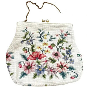 Vintage CHRISTINE Needlepoint Floral Handbag